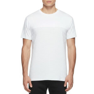 Goodfellow & CO Mens True White Grey Pinstripes Crew Neck Striped T-Shirt Size